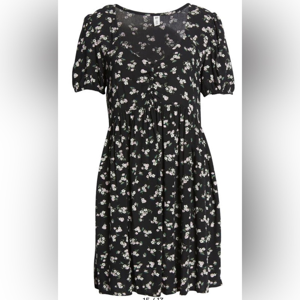 BP. Printed Black Floral Mini Dress Size XS (0-2) NWT - Picture 5 of 14